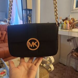 Michael Kors Black Crossbody Bag with Gold Chain